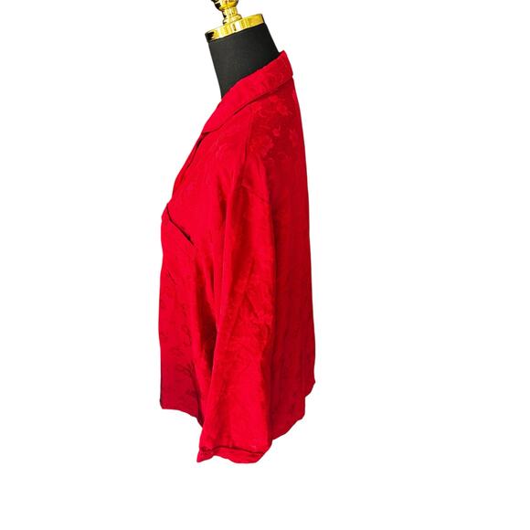 Vintage Firenze Sleepwear Top – Red Floral, Size Large - Picture 3 of 6